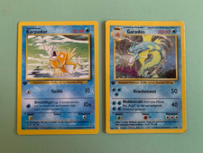 Pokemon Karten 1. Edition Karpador 35/102 & Garados 6/102 Base Set Holo Deutsch