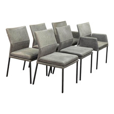 Natura 6er-Set Stuhl Carry Leder Sierra Anthrazit Kontrastnaht Beige 