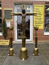 Altarleuchter  Kruzifix Jesus Messing Kupfer Kirchenkreuz Heiligenfigur 160 cm