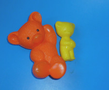 DDR Spielzeug 2 Bär Teddy Plaste Plastik Teddybären Plastebären weiß orange