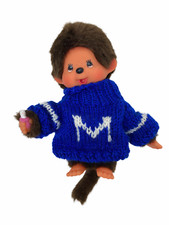 Monchhichi Blau Kleidung Pulli ca 16cm 1974 - 2004 Sekiguchi 30 Jahre Sammler