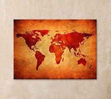 Weltkarte old red leinwand - weltkarte,