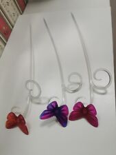3 x Orchideenstab Pflanzstab Rankhilfe Kunststoff Schmetterling Bunt Transparent