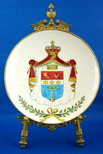 Majolika-Keramikteller mit Adelswappen, Freimaurerei, Santa Caterina, Italy 1900