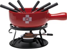 Käsefondue-Set 6 Personen Nouvel Swiss  CH-DOPPELKREUZ  rot II.Wahl Sale Aktion
