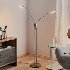 Fischer & Honsel LED-Stehleuchte Stehlampe Lampe Pool TW, zweiflammig, nickel