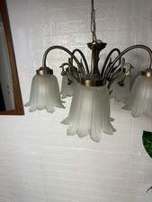 Alter 6 armiger Kronenleuchte mit Kette und Tulpenförmige Kronleuchter Lüster