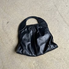  Black Leather Handbag Hobo Style Snap Closure Purse2008