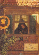 Künstler AK Spitzweg "Der Briefbote in Rosenthal" Malerei Kunstpostkarte um 1980