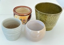 4 x Blumentöpfe ,  Vintage Blumentopf Keramik, alt und gut!  Ø 14 bis 20cm (C09)
