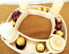 Adventskranz Sternschnuppe, Porzellan, weiß, Adventsschale