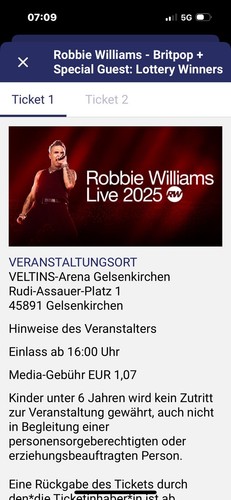 Robbie williams tickets - x,