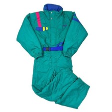 Vintage Fila Skianzug Retro Colourblock Einteiler bunt Kinder 13-14 Jahre