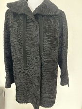 Damen Persianer Pelz Mantel  Swakara Jacke Parka Schwarz Wie Neu