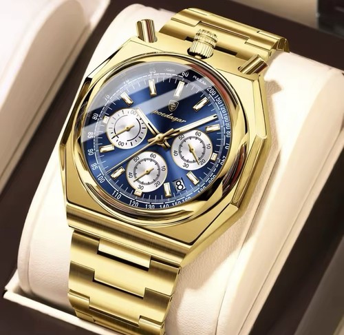 Herren armbanduhr gold blaues - armbanduhr,