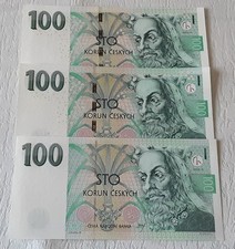 TSCHECHIEN - 3  Banknoten  100 Korun - 1997 - 2018 - UNC