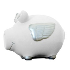 Sparschwein Engel silber ca. 12,5x9cm handgefertigt - edles Sparschwein Hochzeit