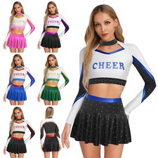 DE Damen Cheer Leader Uniform Cosplay Kostüm Set Tank Top und Röcke Clubwear