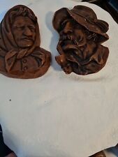 Wandbild Wachsfiguren Oma und Opa Vintage Dekoration 