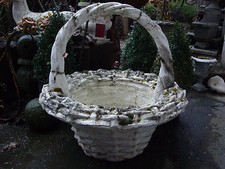  Großer Steinkorb Gartenmöbel stone baskets Vase Pflanzgefäß Brunnen Steinfigur