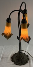 ⚜️ Elegante Lilienlampe Tischlampe Tiffany-Stil Bronze & Muranoglas-Schirme