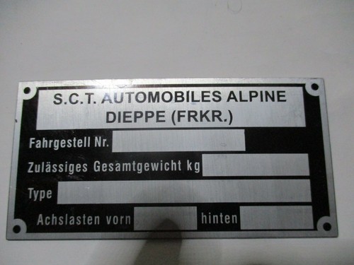 Typenschild renault alpine - typenschild,
