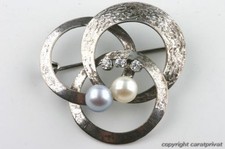 Perlen Brosche Kristall 585