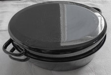 großer Gänse Bräter Braten Schmor Topf Schwarz Oval Emaille 17 L Gänsebräter