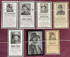 7x Soldaten-Sterbebilder, Stahlhelm, u.a. NOR, FRA PzWerk 240, Kuban, 2. WK