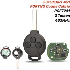 Auto Funk Fernbedienung Schlüssel 433MHZ ID46 Für SMART 451 FORTWO Coupe Cabrio