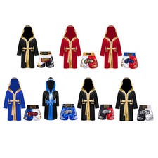 Kinder Boxmantel Shorts Set Junge Muay Thai Fight Shorts Und Satin Kapuzenmantel