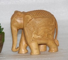 Antik Holz Elefant Figur