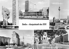DDR Ansichtskarte Berlin Hauptstadt Haus des Lehrers Fernsehturm Lenin-Statue
