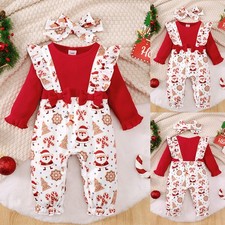 Weihnachten Strampler Babykleidung Mädchen Langarm Jumpsuit Romper mit Stirnband