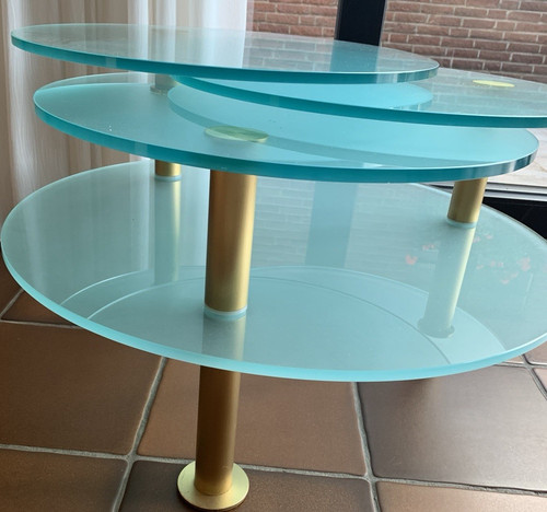 Runder couchtisch glas metall - runder, glas/metall