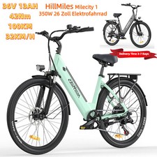 HillMiles 26"E-Bike mit 36V 13Ah Herausnehmbarer Batterie Commuter Electric Bike
