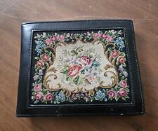 Petit Point (Lupenstickerei) Brieftasche Leder