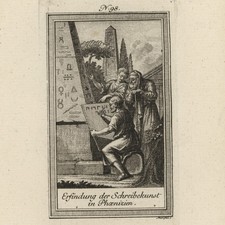 Phönizier Erfindung der Schrift Antike Weltgeschichte Orig Kupferstich 19 Jhd