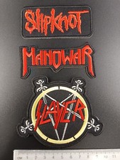 Patches-Set Metal 1  3er Set  (Slipknot  Manowar  Slayer) Patch Aufnäher