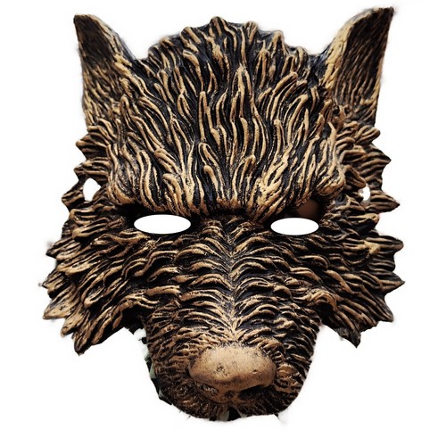 Maske wolf kinnlos gold - maske,
