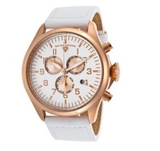 Swiss Legend Chronograph Pioneer,Datum auf 4 Uhr,Rose Gold Farben,Weisses Leder