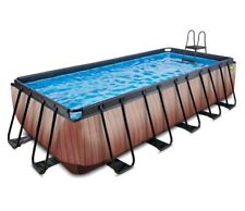 swimmingpool komplettset exit pool braun holzfarbe 13m3 ca.5m x 4m 1,2m