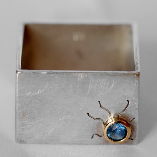 Eckiger herrenring silber - in,