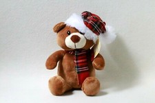 Müller Teddy Bär Weihnachten ? Zipfel Mütze kariert Plüschtier Stofftier (T191)