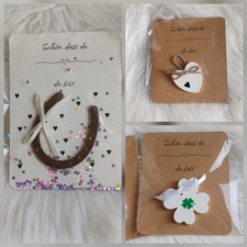 Gastgeschenk Herz Kleeblatt Hufeisen " Schön dass Du da bist " Geburtstag Taufe