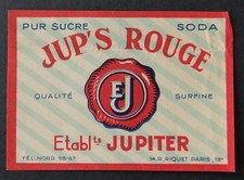 Altes Etikett SODA JUP'S ROUGE