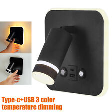 LED Wandleuchte Leselampe Wandspot Bettleuchte Lampe mit USB Typ C Ladeanschluss
