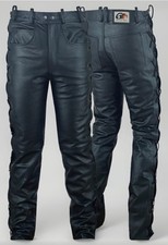 Schwarze Bikerlederhose