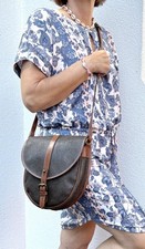 MULBERRY "Saddle Bag Large" Scotchgrain Oliv Leather Brown 23 cm