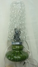 DDR Nachttischlampe Lampe Bubble Glas Schirm Keramik Fuss